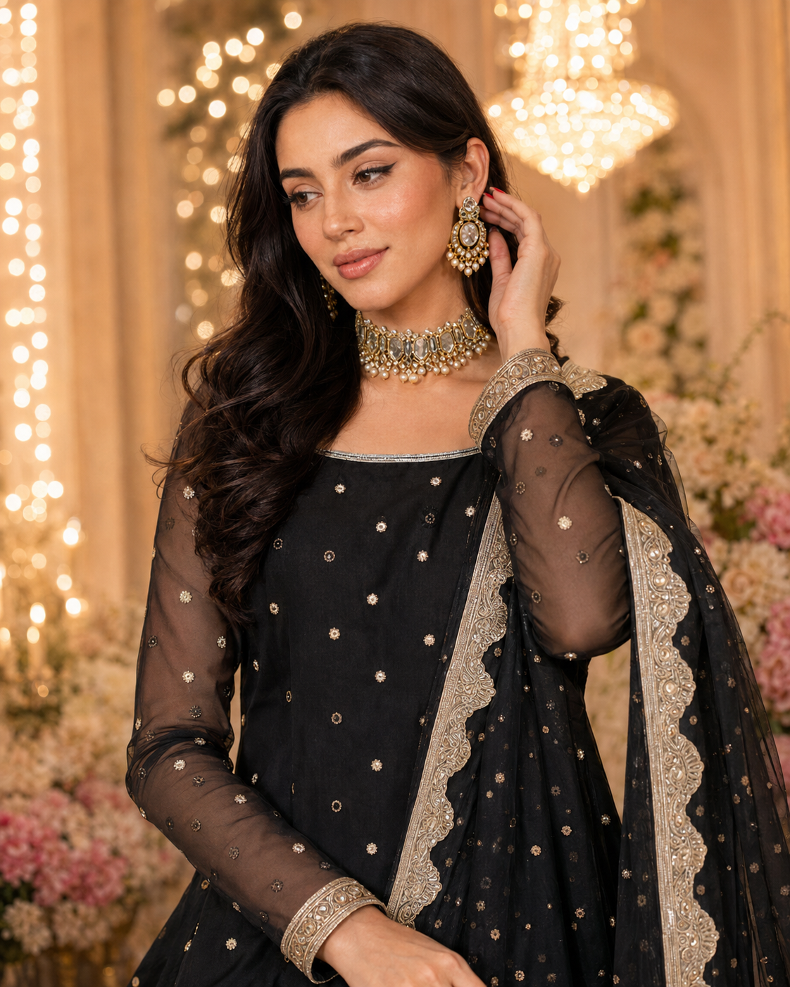 Siyah Sitara Black & Gold Festive Gharara Ensemble