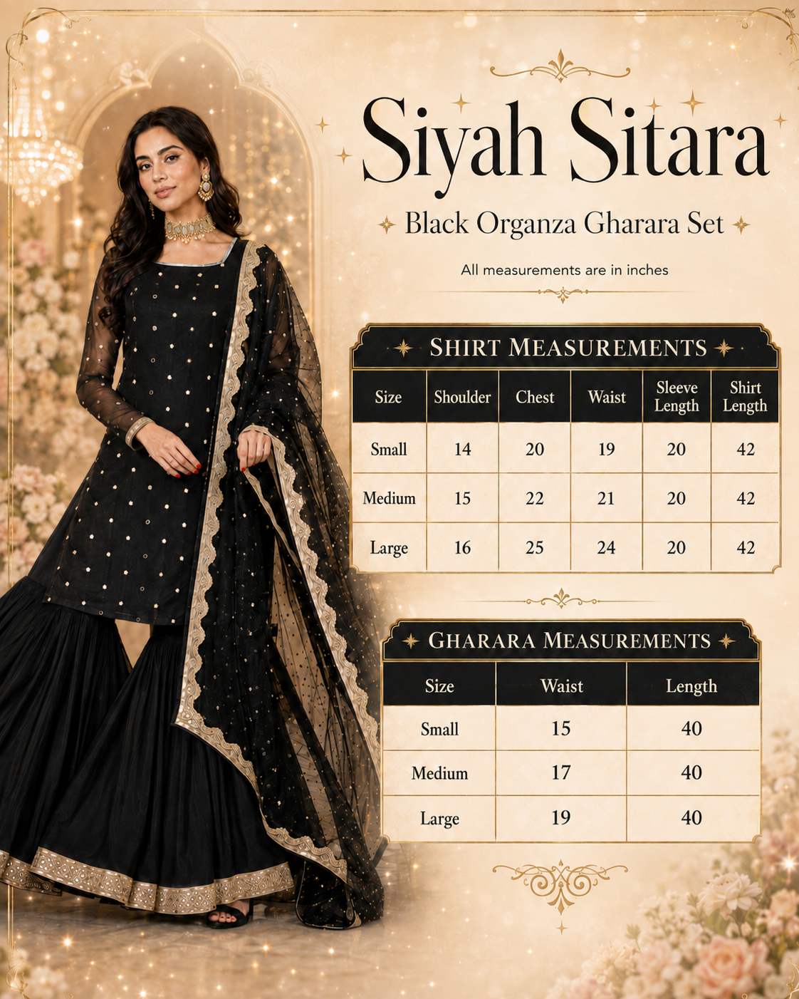 Siyah Sitara Black & Gold Festive Gharara Ensemble