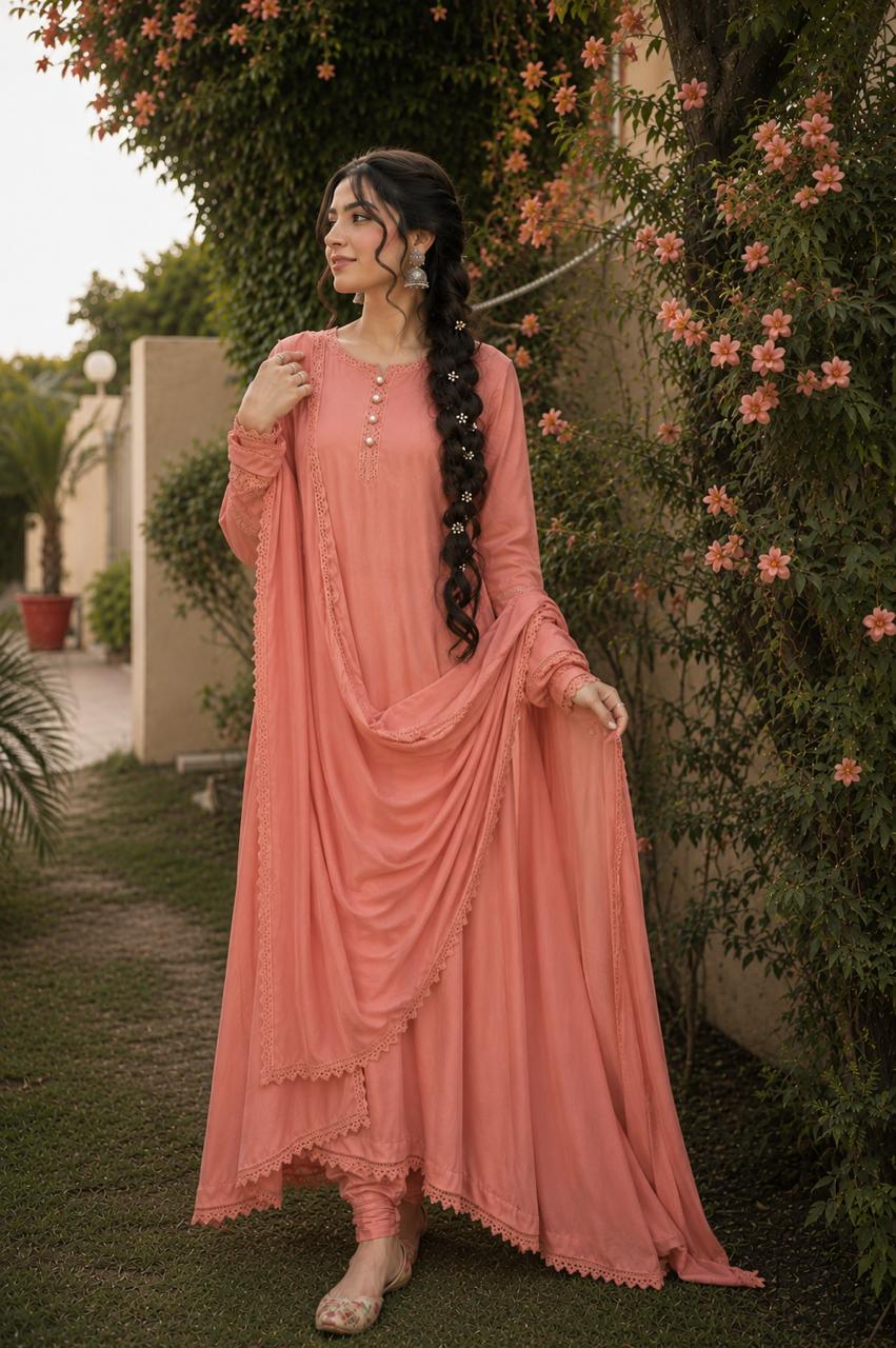 Peach Dream - 3 Piece Embroidered Set