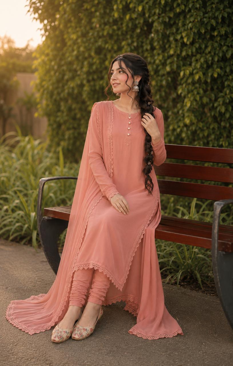 Peach Dream - 3 Piece Embroidered Set