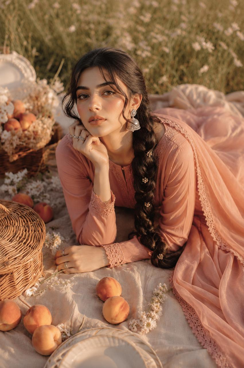 Peach Dream - 3 Piece Embroidered Set