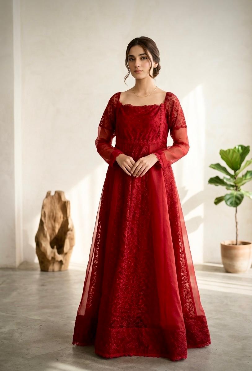 Laal Ghulab Maxi - 3 Piece Embroidered Set