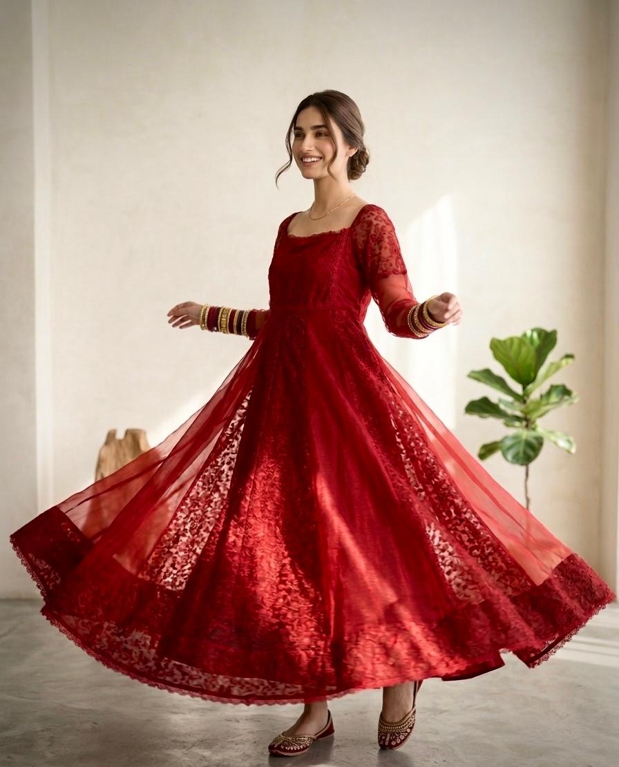 Laal Ghulab Maxi - 3 Piece Embroidered Set