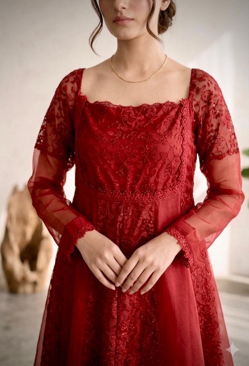 Laal Ghulab Maxi - 3 Piece Embroidered Set