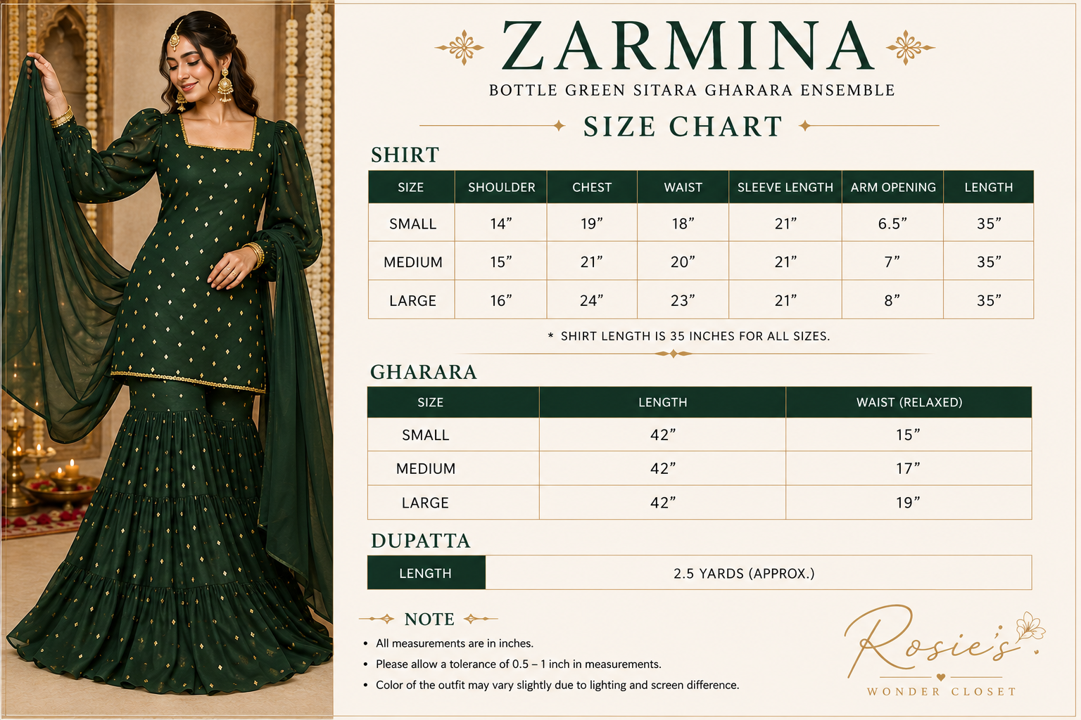 Armina Bottle Green Sitara Gharara Ensemble